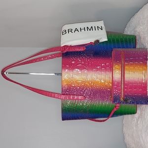 Brahmin Multicolor Croc-Embossed Tote and Pouch Set